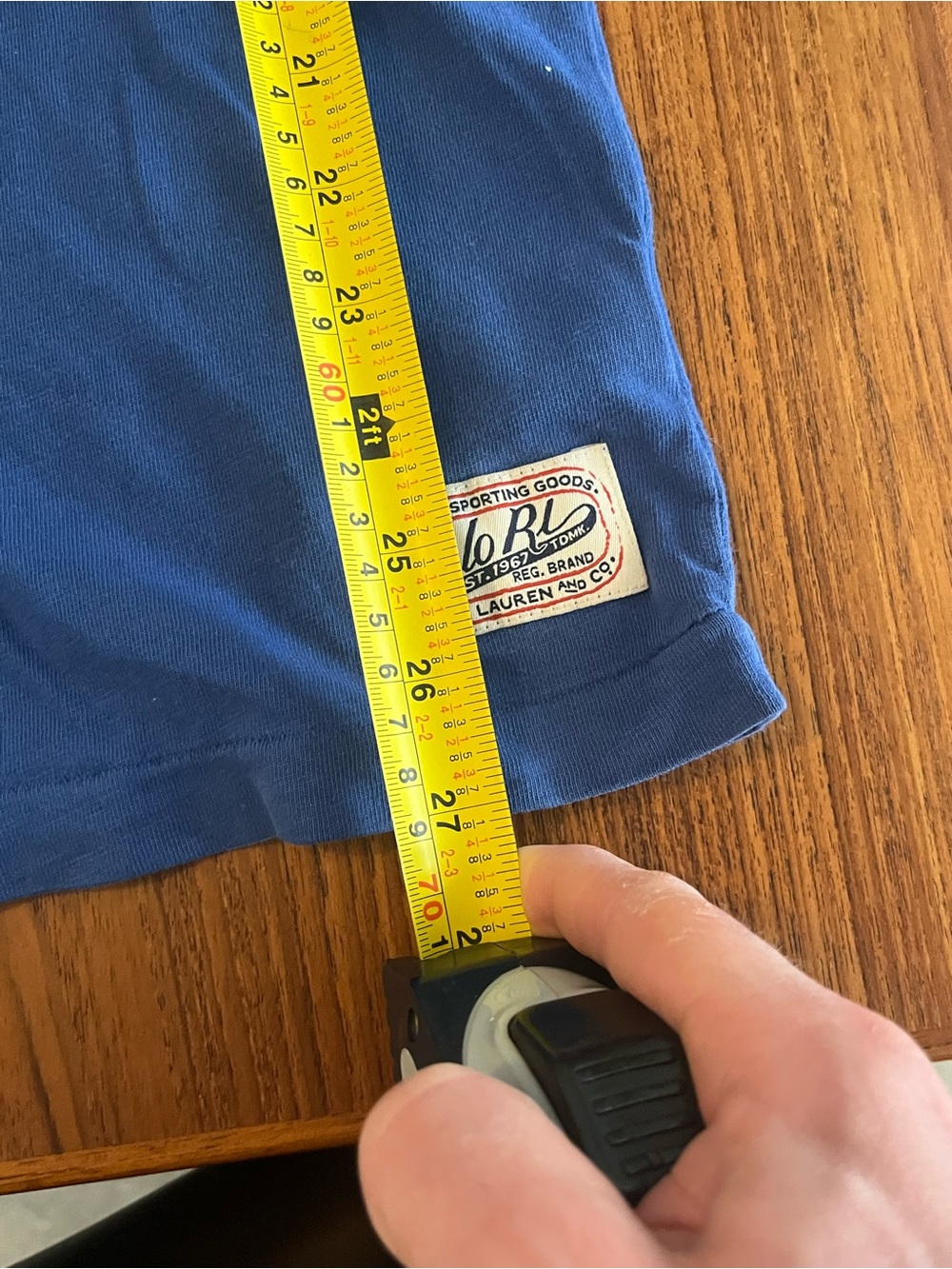 Ralph Lauren Blue Crewneck Tee with Yellow Polo Crew Graphic - Picture 7 of 11